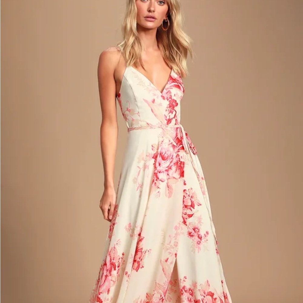 Floral Pink and White Maxi Dress